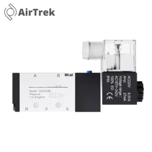 4V210-08 2 Position 5 Way DC24V AC220V - 4V310 4V410 Silver Pneumatic Solenoid Valve Air Control Valve for Industrial Use