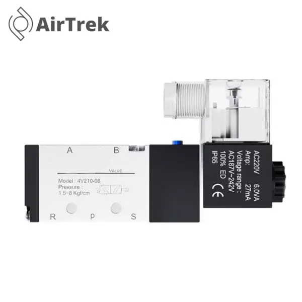 4V210-08 2 Position 5 Way DC24V AC220V - 4V310 4V410 Silver Pneumatic Solenoid Valve Air Control Valve for Industrial Use