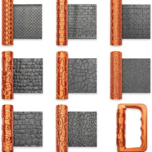 Clay Texture Roller Set With Handle 3d Printed Pattern Tool Pottery Miniature Tabletop Craft Diy Handmade Supplie Decor Creation