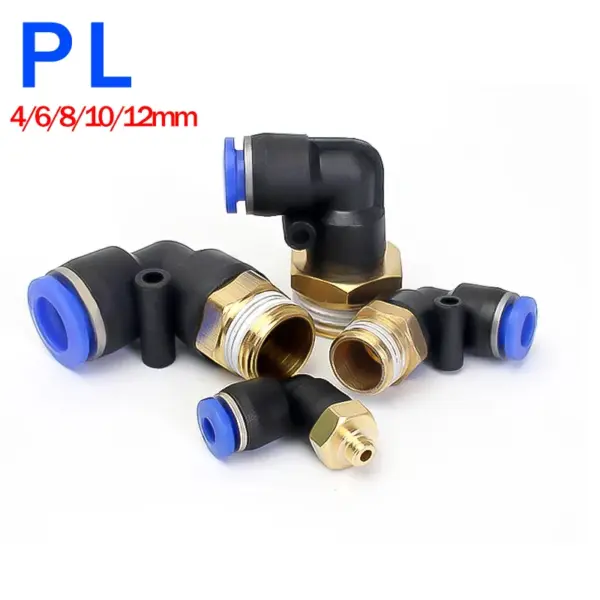 PL pneumatic connector 4mm-12mm hose OD 1/8 "1/4" 3/8 "1/2" male pneumatic thread tube elbow connector tube Air Push In mount