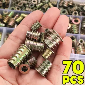M4/M5/M6 Threaded Insert Nut E-nut Kit Flush Nut Inserts Wood Bolt Furniture Headless Screw Hardware Nut Furniture Assortment