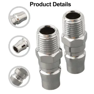 2PCS Male Coupling Air Fitting with 1/4 Inch For BSP Male Thread Steel Air Hose Connector Adapter for Pneumatic Systems