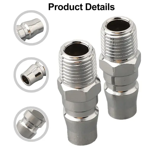 2PCS Male Coupling Air Fitting with 1/4 Inch For BSP Male Thread Steel Air Hose Connector Adapter for Pneumatic Systems