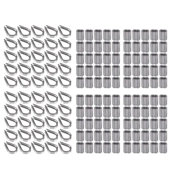 Y50A-Cable Ferrule 100Pcs 1/8Inch Crimping Loop Sleeve Crimps 50Pcs M3 Stainless Steel Thimble Rigging For Wire Rope Cable