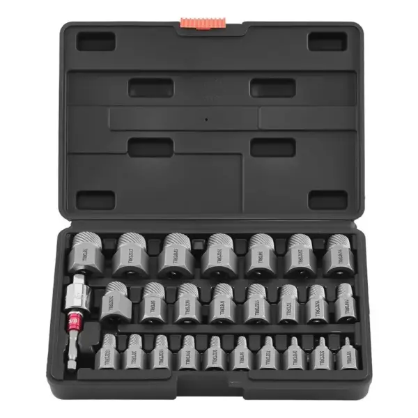 Screw Extractor Set, 27 Pieces Hex Head Multi-Spline Easy Out Bolt Extractor Tool, with Adapters, Solid Storage Case, Cr-Mo Steel Stripped Bolt Remover for Removing Rounded, Broken Bolts, Screws