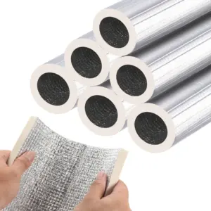 6Pcs 40cm Self-adhesive Open-style Foam Pipe Insulation Sleeve Aluminum Foil Water Pipe Air Conditioning Insulation ID 22mm-52mm