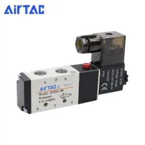 AirTAC 4V110-06 4V210-08 4V310-10 4V410-15 Direction Control 5/2 Way Pneumatic Electric Solenoid Valve DC12V 24V AC220V 110V