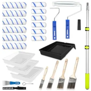Paint Roller Kit with Extension Pole 27 Piece Set for Professional Home and Commercial Painting Includes Adjustable 2 to 4 Ft E