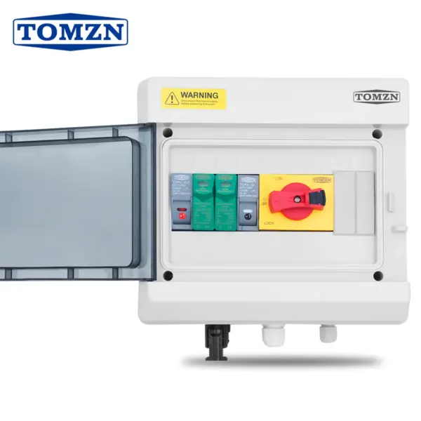 TOMZN Solar photovoltaic PV Combiner Box With Lightning Protection 9ways 1 input 1 out DC 1000V Fuse SPD Waterproof Box IP65