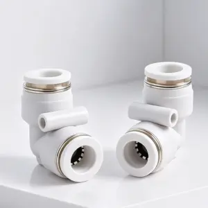 10Pcs Premium White L-type 90° Reducing PVG8-6 Pneumatic Quick Push-in Fitting, PV 12mm Elbow for Air Compressor Pipe