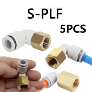 5pcs PLF Pneumatic Fittings Female Thread M5 1/8" 1/4" 3/8" 1/2" Hose OD 4-12mm Air Elbow Connector Tube Push In Fittings