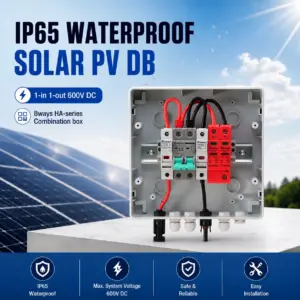 1 PCS Solar photovoltaic PV DC Combiner Box Surge Lightning Protection 600V 1 input 1 out 15/20/25/30/32A Fuse MCB SPD DB IP65