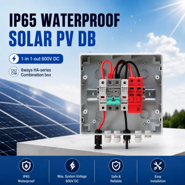 1 PCS Solar photovoltaic PV DC Combiner Box Surge Lightning Protection 600V 1 input 1 out 15/20/25/30/32A Fuse MCB SPD DB IP65