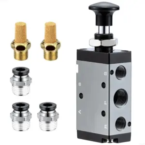 A25F-Direct Driving Type 4R210-08 Pneumatic Air Hand Lever Valve, 5 Way 2 Position 1/4" NPT Solenoid Valve Manual Control