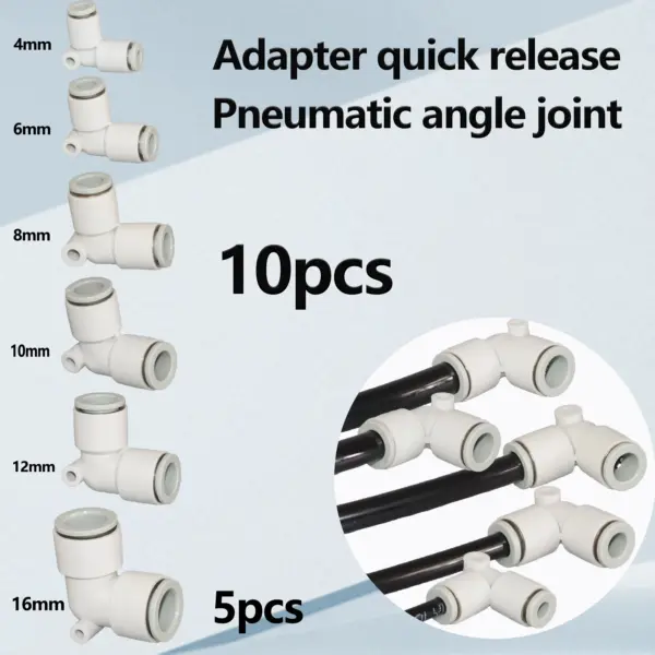 10PCS PV Quick Connector Pneumatic Plug 90 Degree Elbow Plastic Quick Fitting 4mm/6mm/8mm/10mm/12mm Air Parts Pipe Push In Water
