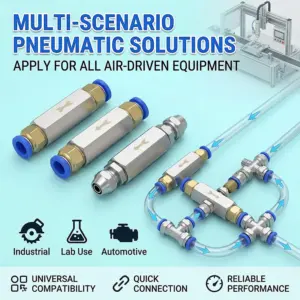 Pneumatic Check Valve – Brass One Way Air Valve for 6/8/10mm & 1/4" OD Hose, Single Direction Flow Control for Compressor & Gas