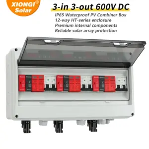 3 input 3 out  Full Copper Wire Solar PV Combiner Box With Lightning Protection DC 600V Fuse MCB SPD Waterproof 3 string Box