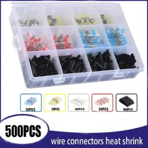 500pcs Heat Shrink Wire Connectors Kit Waterproof Solder Seal Butt Splices for Electrical Wiring Insulated Terminals