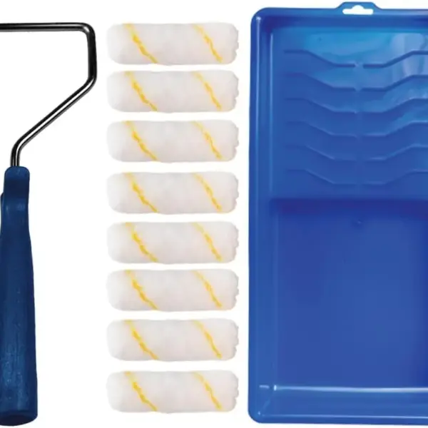 Mini Paint Roller Kit - 10 Piece Set with Tray, Frame, and Microfiber Covers for Walls, Ceilings, and Home Improvement