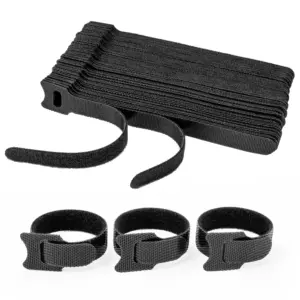 100PCS Releasable Cable Ties 12×150mm Wire Organizer Black Nylon Hook Loop Straps Wrap Zip Bundle Bandage Tie Plastics Fast