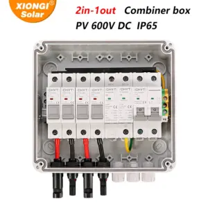 600V Solar photovoltaic PV Combiner Box With Lightning Protection 2 input 1 out DC Fuse MCB SPD Distribution Waterproof Boxes