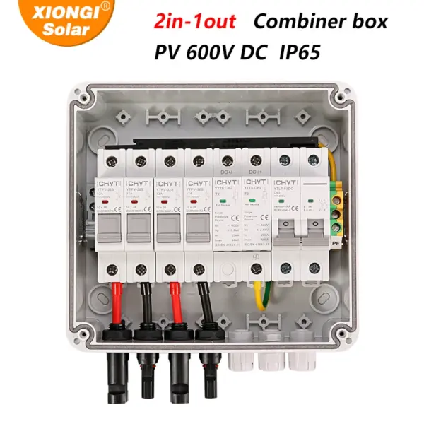 600V Solar photovoltaic PV Combiner Box With Lightning Protection 2 input 1 out DC Fuse MCB SPD Distribution Waterproof Boxes