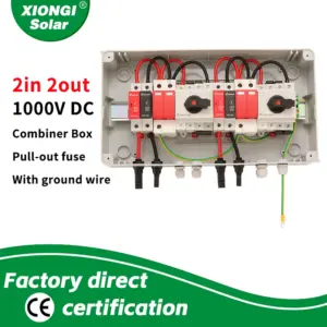 1000V 2 input 2 out Solar PV Combiner Box DC Surge Lightning Protection IP65-Outdoor Waterproof Boxes Fuse MCB SPD Disconnector
