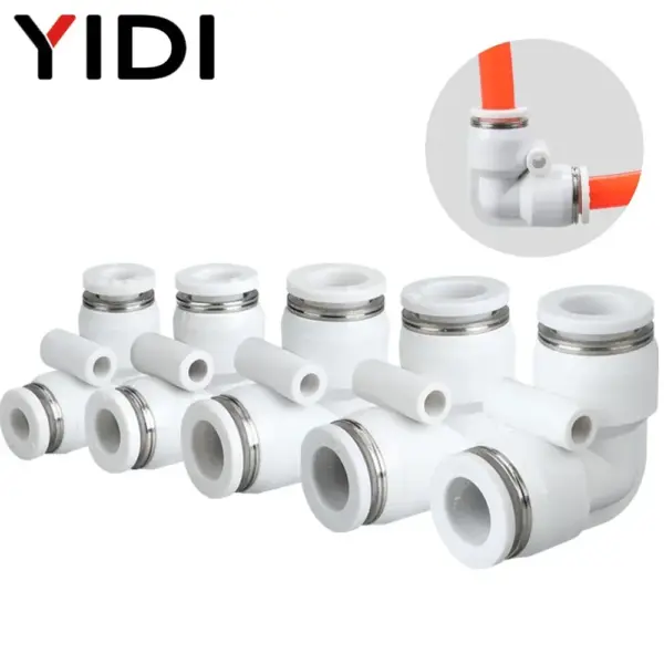 5/10/20pcs Plastic Push in 90 Degree Compressed Air Hose Angle Elbow Connector Pneumatic Tube Corner Fittings PV 4mm 6mm 8mm 4 6