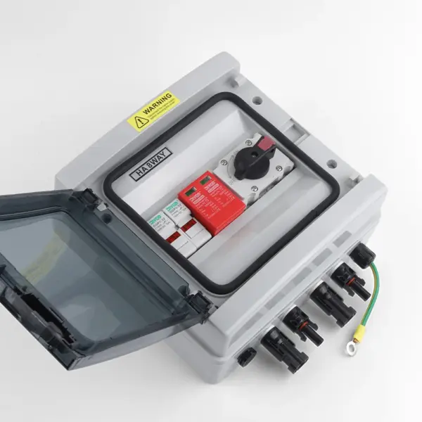 PV 1000V DC Solar Photovoltaic Combiner Box 1 In 1 Out Fuse Isolation Switch SPD Lightning Protection IP65 Waterproof Wall-mount