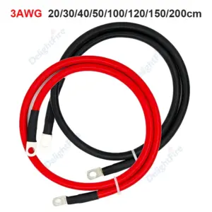 3 AWG Silicone Battery Cable Power Inverter Wire with M6 M8 M10 Lug Terminals for Solar Marine Boat RV Car Motorcycle Automotive