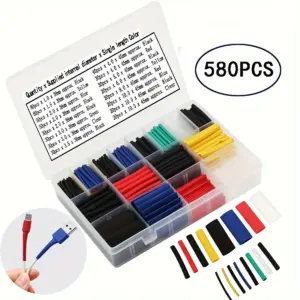 560/580/800 PCS Heat Shrink Tubings 2:1,Wire Cable Wrap Assortment Tube Sets Electric Insulation Heat Shrink Tube Kit (6 colors)