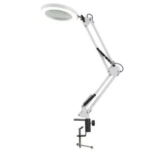 10X Dimmable Desktop Lamp LED Illuminated Magnifier Light with Light Stand 3 Color Modes for Crafts Repair Works