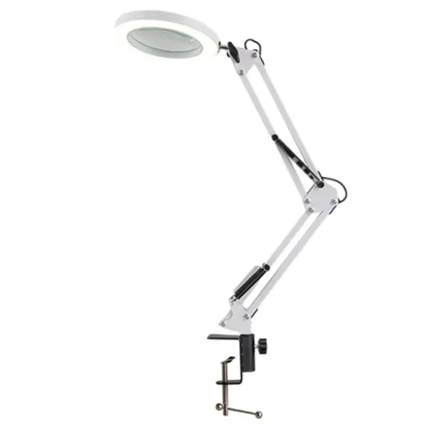 10X Dimmable Desktop Lamp LED Illuminated Magnifier Light with Light Stand 3 Color Modes for Crafts Repair Works