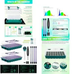 Seed Starter Tray with Grow Lights and Heat Mat, 3-in-1 Soil Meter, 80-Cell Seed Growing Tray, Germination and Plant Propagatio