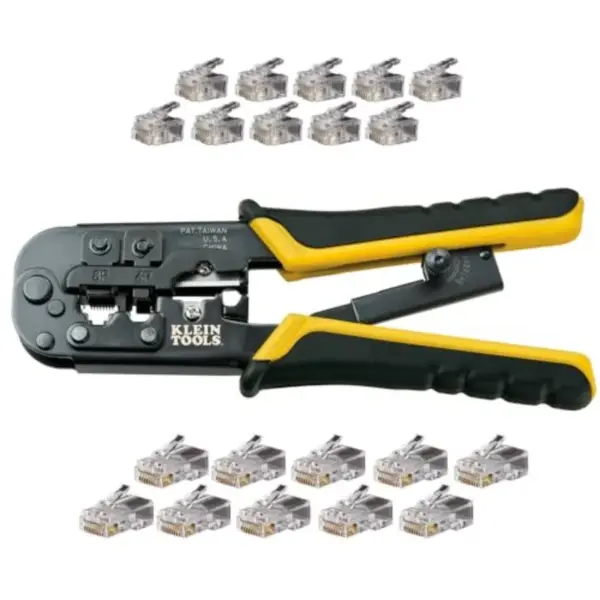 VDV226-817 Modular Installation Kit, Ratcheting Crimper/Stripper, RJ11/RJ45 Plugs, CAT5e Connector, for Voice/Data/Video