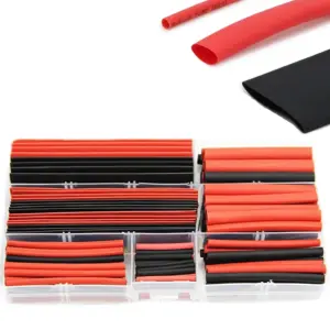 150 PCS  Heat Shrink Tubing Kit  Black And Red 2:1 Assortment Heat Shrink Tubing Tube Car Cable Sleeving Wrap Wire Kit