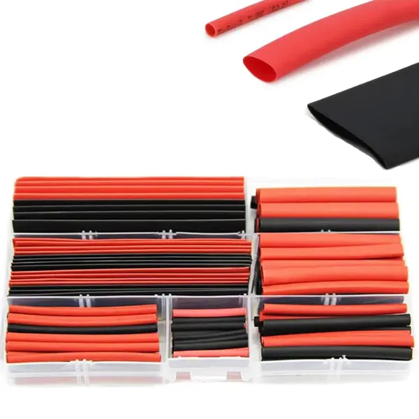 150 PCS  Heat Shrink Tubing Kit  Black And Red 2:1 Assortment Heat Shrink Tubing Tube Car Cable Sleeving Wrap Wire Kit