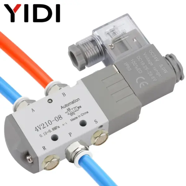 YIDI Solenoid Valve 4V210-08 Air Compressor Pneumatic Control Tool Tools 2 Way Position 5 Port G1/4 4V21008 DC24V AC220V AC110V