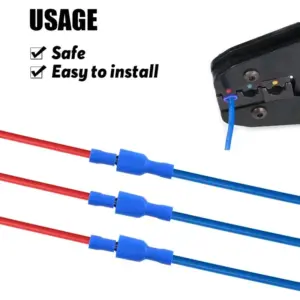 100pcs 50pairs 6.3mm 16 14AWG Female Male Electrical Wiring Connector Insulated Crimp Terminal Spade Blue