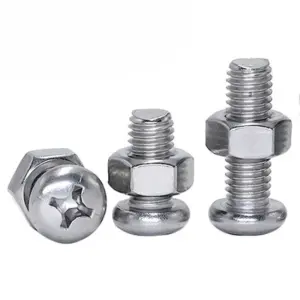 50Sets 304 Stainless steel Cross Round Phillips Pan Head Bolt Hexagon Nuts Combination Micro M1 M1.2 M1.4 M1.6 Screw Nut Set