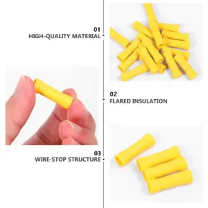 100Pcs Wire Connector Kit Insulated Butt Splice Crimp Terminals 22-16Awg for Automotive Electrical Wiring Connectors