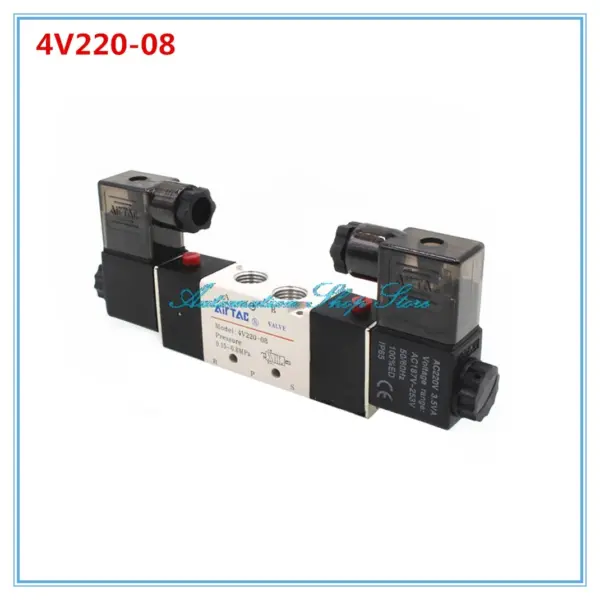 4V220-08 Airtac Air Pneumatic Solenoid Valve 5 way 2 Position 1/4" DC12V DC24V AC110V AC220V