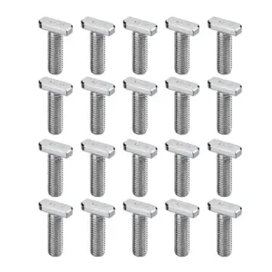 20pcs M8x20 Stainless Steel T-bolts Square Head Screws For Photovoltaic Solar Panel Mounting Rails Aluminum Profiles Accessories