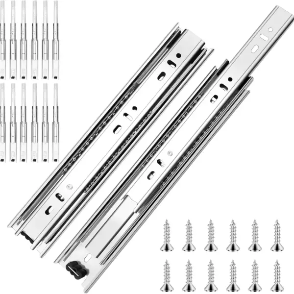 12 inch Ball Bearing Drawer Slides 6 Pairs (12pcs) - 100LB Capacity, Full Extension Side Mount for Kitchen Cabinets, Office