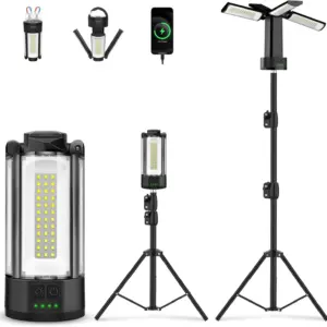 4100 Lumen Work Lights with Stand Waterproof 6000K Outdoor Portable Flood Light Adjustable Job Site Lighting for Garage Workshop