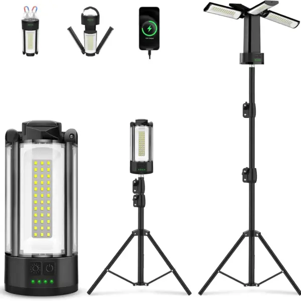 4100 Lumen Work Lights with Stand Waterproof 6000K Outdoor Portable Flood Light Adjustable Job Site Lighting for Garage Workshop