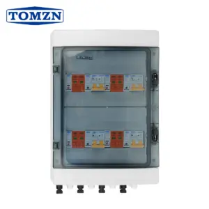 TOMZN Solar photovoltaic PV Combiner Box With Lightning Protection 4 input 4 out DC 600V Fuse MCB SPD Waterproof Box IP65 24ways
