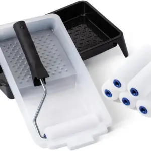 4 Inch Foam Paint Roller Set 8 pcs Small Roller Kit with Tray Frame and 5 Covers for Furniture Cabinets Doors