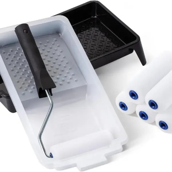 4 Inch Foam Paint Roller Set 8 pcs Small Roller Kit with Tray Frame and 5 Covers for Furniture Cabinets Doors