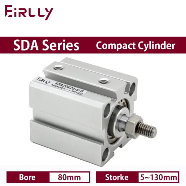 Air pneumatic cylinder SDA80-B double acting compact cylinder SDA80-B Bore 80mm stroke 5-100mm male thread SDA80x40-B-S